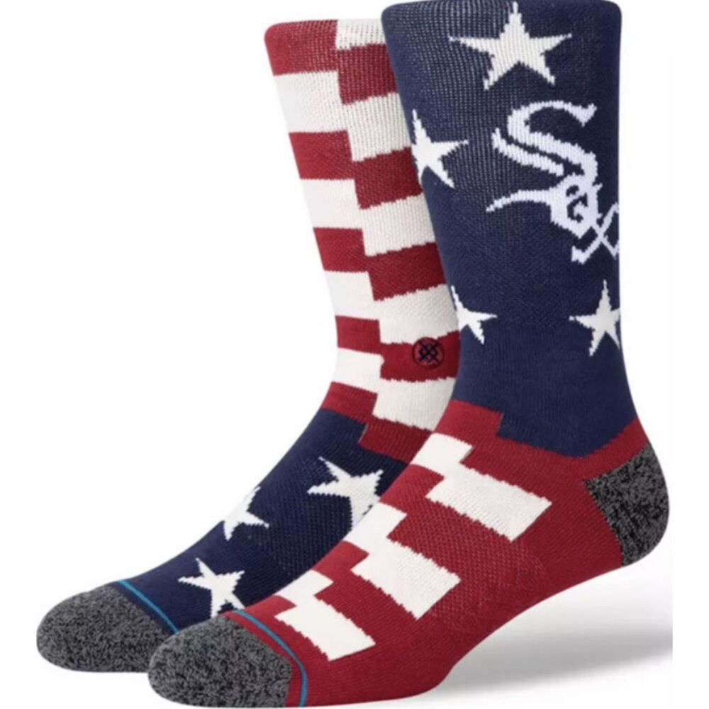 Stance Chicago White Sox Brigade 2 Crew Socks Size Large (9-13) USA Flag Salute